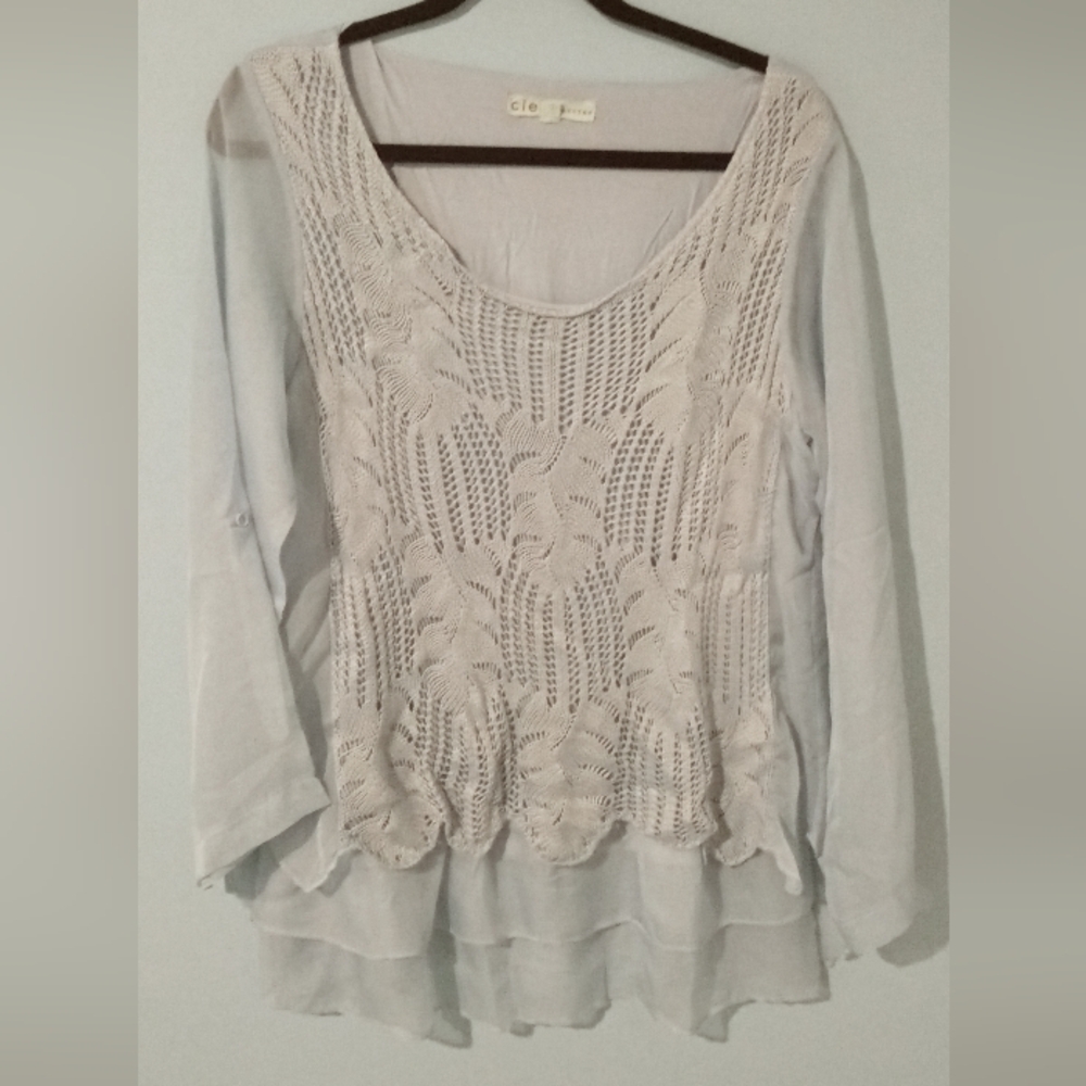 Cleo Embellished Tan Blouse with Long Sleeves